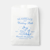 Retro Blue Seashells & Wedding Bells Bachelorette Bedankzakje (Voorkant)