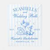 Retro Blue Seashells & Wedding Bells Bachelorette Fleece Deken (Voorkant)