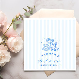 Retro Blue Seashells & Wedding Bells Bachelorette Servet