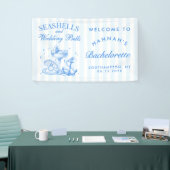 Retro Blue Seashells & Wedding Bells Bachelorette Spandoek (Beurs)
