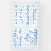 Retro Blue Seashells & Wedding Bells Bachelorette Spandoek (Verticaal)