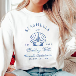Retro Blue Seashells & Wedding Bells Bachelorette Trui