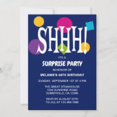 Retro Blue SHHH Verrassingsfeestje Kaart (Voorkant)