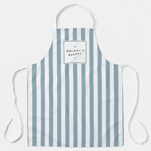 Retro Blue Snoep Stripes Apron Schort (Voorkant)