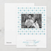 Retro Blue Snowflake Holiday Photo Card Feestdagenkaart (Voorkant / Achterkant)