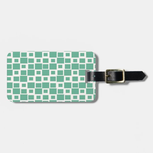 Retro Blue Squares Patroon Bagagelabel (Voorkant horizontaal)