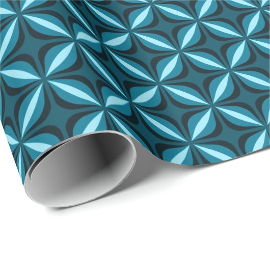 Retro Blue Star Pattern Wrapping Paper Cadeaupapier (Rol Hoek)