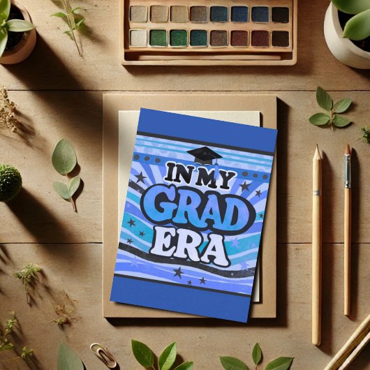 Retro Blue Stijlvol plezier in mijn Afstudeerder E Kaart