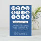 Retro Blue Stock de Bast Bridal Uitnodiging (Staand voorkant)