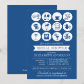 Retro Blue Stock de Bast Bridal Uitnodiging (Voorkant / Achterkant)
