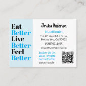 Retro Blue Stripe Voedingsdeskundige Gezondheid We Visitekaartje (Achterkant)