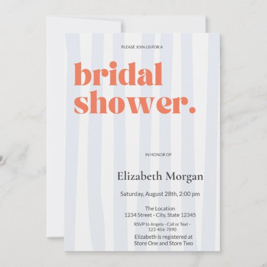 Retro Blue Stripes Eenvoudig Vrijgezellenfeest Kaart (Voorkant)