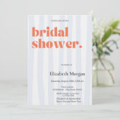 Retro Blue Stripes Eenvoudig Vrijgezellenfeest Kaart (Staand voorkant)