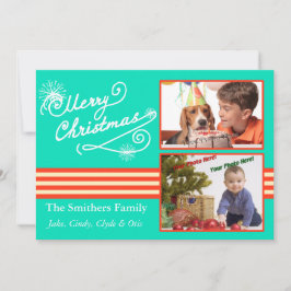 Retro Blue Style 2-kerstkaart voor fotoserie Feestdagenkaart