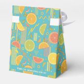 Retro Blue Summer Citrus Fruit Birthday Bedankdoosjes (Achterkant)