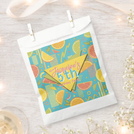 Retro Blue Summer Citrus Fruit Birthday Bedankzakje