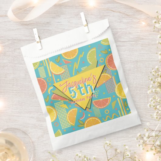 Retro Blue Summer Citrus Fruit Birthday Bedankzakje (Geknipt)