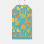 Retro Blue Summer Citrus Fruit Birthday Cadeaulabel (Achterkant)