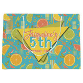 Retro Blue Summer Citrus Fruit Birthday Groot Cadeauzakje (Voorkant)