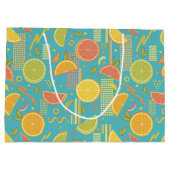 Retro Blue Summer Citrus Fruit Birthday Groot Cadeauzakje (Achterkant)