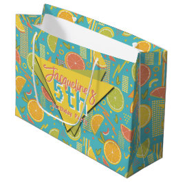 Retro Blue Summer Citrus Fruit Birthday Groot Cadeauzakje