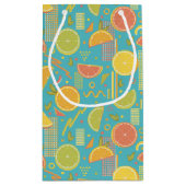 Retro Blue Summer Citrus Fruit Birthday Klein Cadeauzakje (Achterkant)