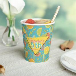 Retro Blue Summer Citrus Fruit Birthday Papieren Bekers