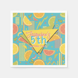 Retro Blue Summer Citrus Fruit Birthday Servet