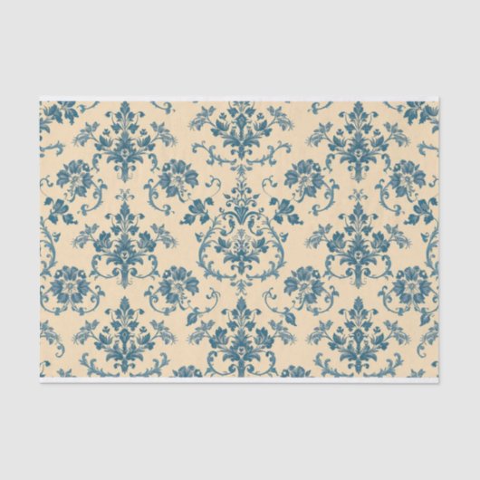  Retro Blue toile de jouy Tissuepapier (Voorkant)