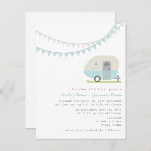 Retro Blue Trailer Weddenschap Kaart (Voorkant / Achterkant)