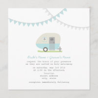 Retro Blue Trailer Wedding Invite