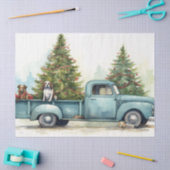 Retro Blue Truck met Vakantiebomen & Honden Tissuepapier (Craft)