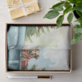 Retro Blue Truck met Vakantiebomen & Honden Tissuepapier (Geschenk)