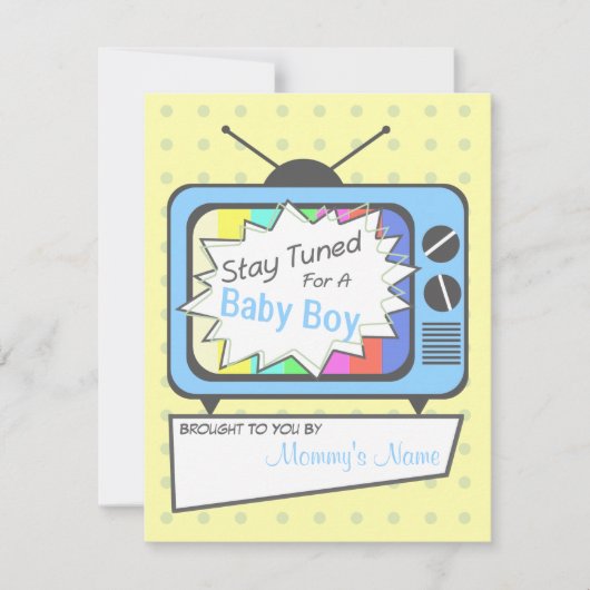 Retro Blue TV Set Baby shower Uitnodiging (Voorkant)