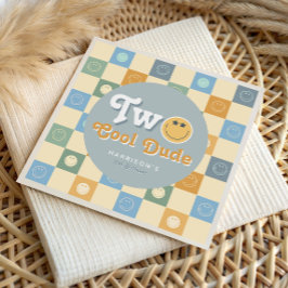 Retro Blue Two Cool Dude Boys 2nd Birthday Servet