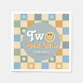 Retro Blue Two Cool Dude Boys 2nd Birthday Servet (Voorkant)