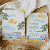 Retro Blue Van Surfer De Grote Eerste Verjaardag Kaart