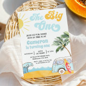 Retro Blue Van Surfer De Grote Eerste Verjaardag Kaart