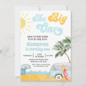 Retro Blue Van Surfer De Grote Eerste Verjaardag Kaart (Voorkant)