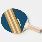 Retro Blue Wave Stripes met naam Tafeltennisbatje (Zijkant)