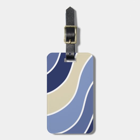 Retro Blue Waves Aangepast Bagagelabel (Voorkant verticaal)