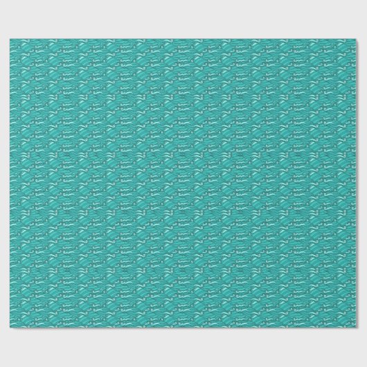 Retro blue waves doedle surf art cadeaupapier (Vlak)