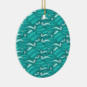 Retro blue waves doedle surf art keramisch ornament (Rechts)