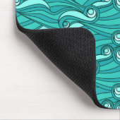 Retro blue waves doedle surf art muismat (Hoek)