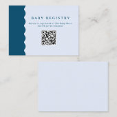 Retro Blue Wavy Baby Registry QR Code Informatiekaartje (Voorkant / Achterkant)