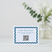 Retro Blue Wavy Lijst Baby Registry QR Code Informatiekaartje (Staand voorkant)