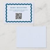 Retro Blue Wavy Lijst Baby Registry QR Code Informatiekaartje (Voorkant / Achterkant)