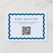 Retro Blue Wavy Lijst Baby Registry QR Code Informatiekaartje (Voorkant)