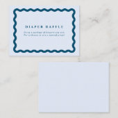 Retro Blue Wavy Lijst Baby shower Diaper Raffle Informatiekaartje (Voorkant / Achterkant)