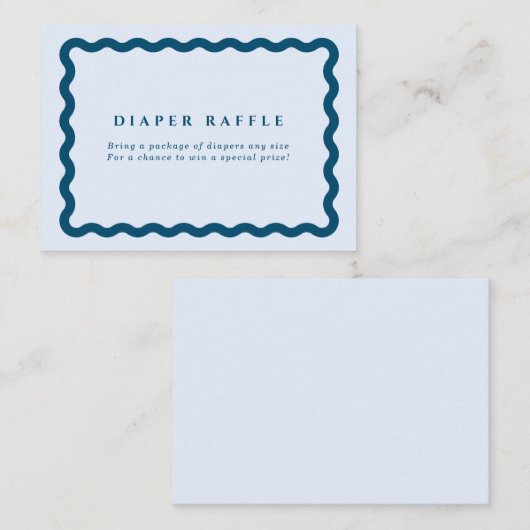 Retro Blue Wavy Lijst Baby shower Diaper Raffle Informatiekaartje (Voorkant / Achterkant)